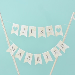 Just Married cake topper Wedding cake bunting image 4