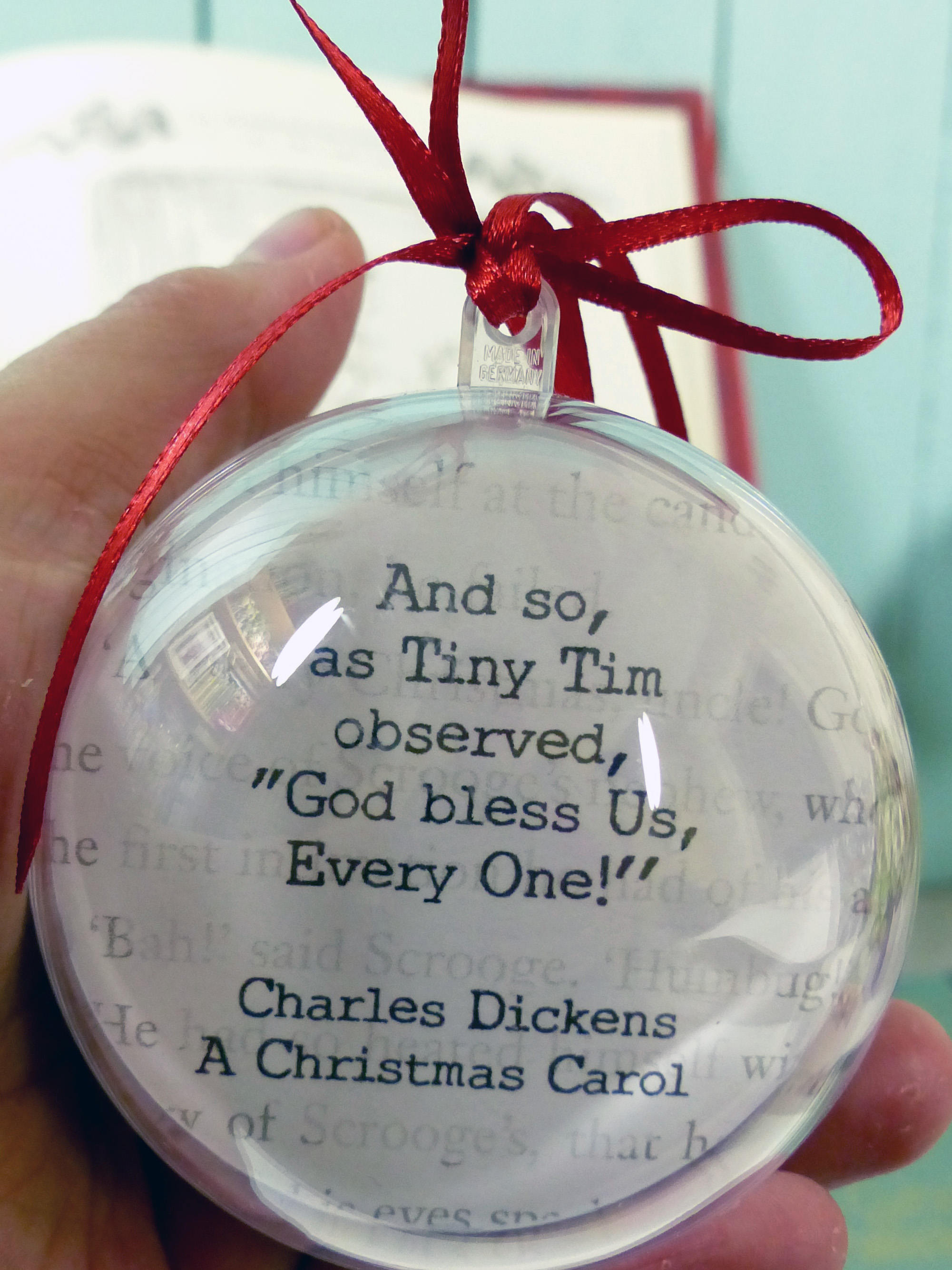 Tiny Tim A Christmas Carol Bauble Charles Dickens Quote God Etsy UK