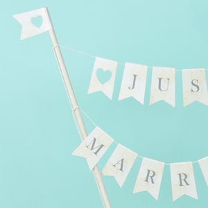 Just Married cake topper Wedding cake bunting image 2