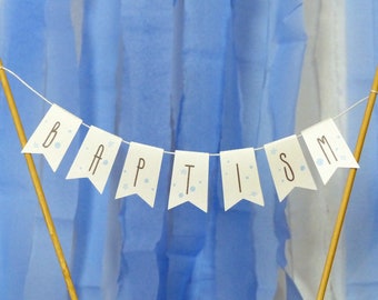 Blue moon and stars Baptism cake bunting