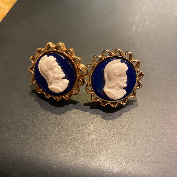 Vintage Blue Enamel White Knight Centurion Cufflinks