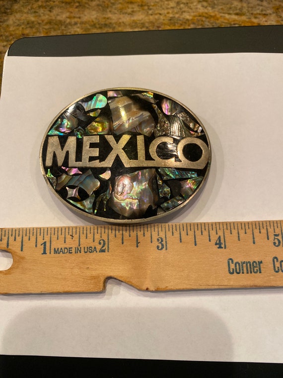 Vintage Abalone Mexico Belt Buckle