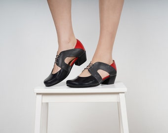 Mary Janes women/'s leather shoes in gray wide ADIKILAV