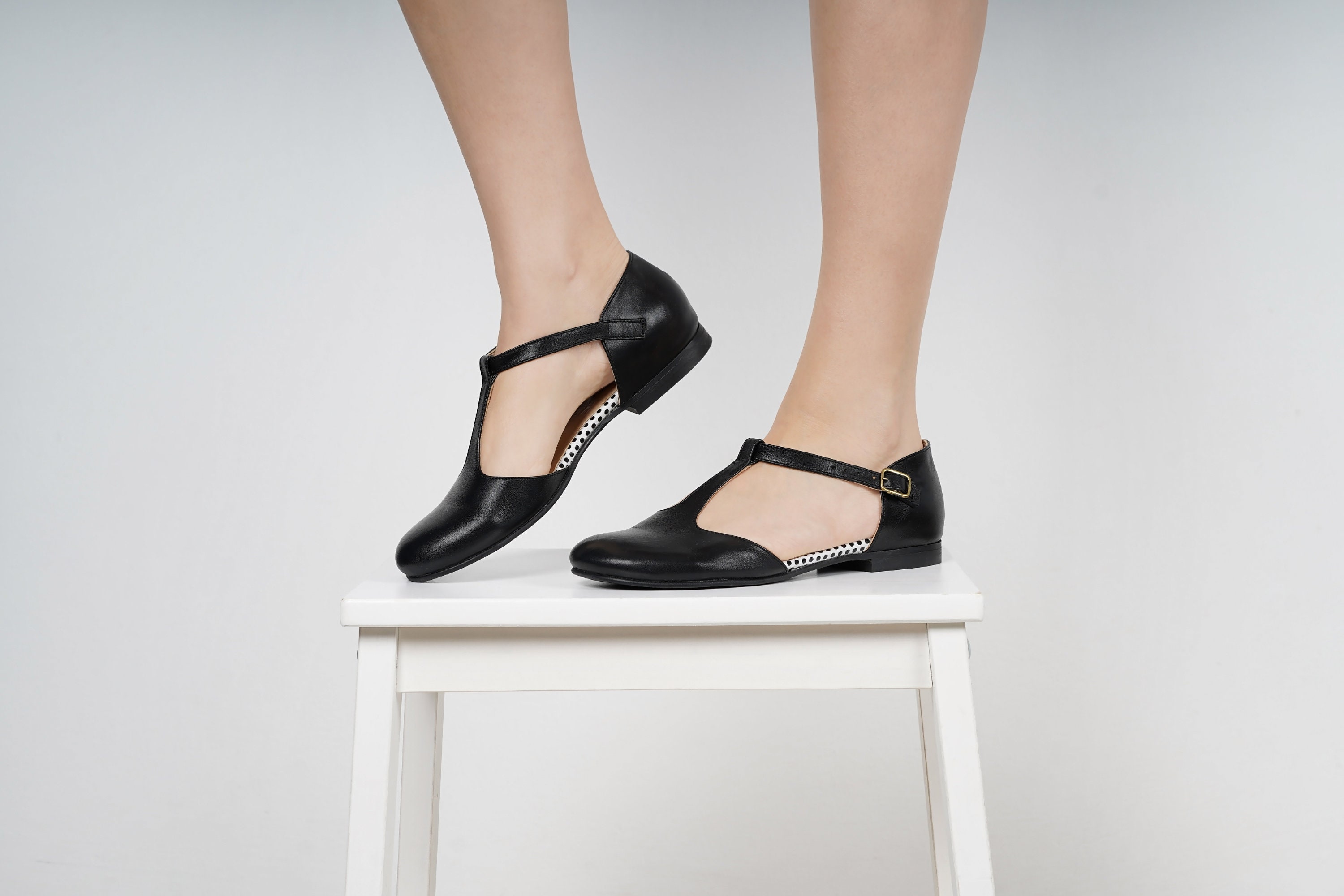 leather t strap mary janes