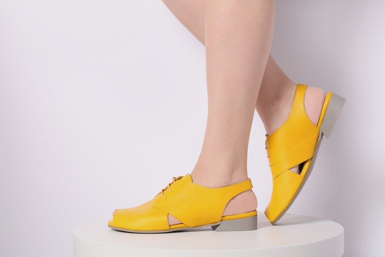 womens yellow flat sandals