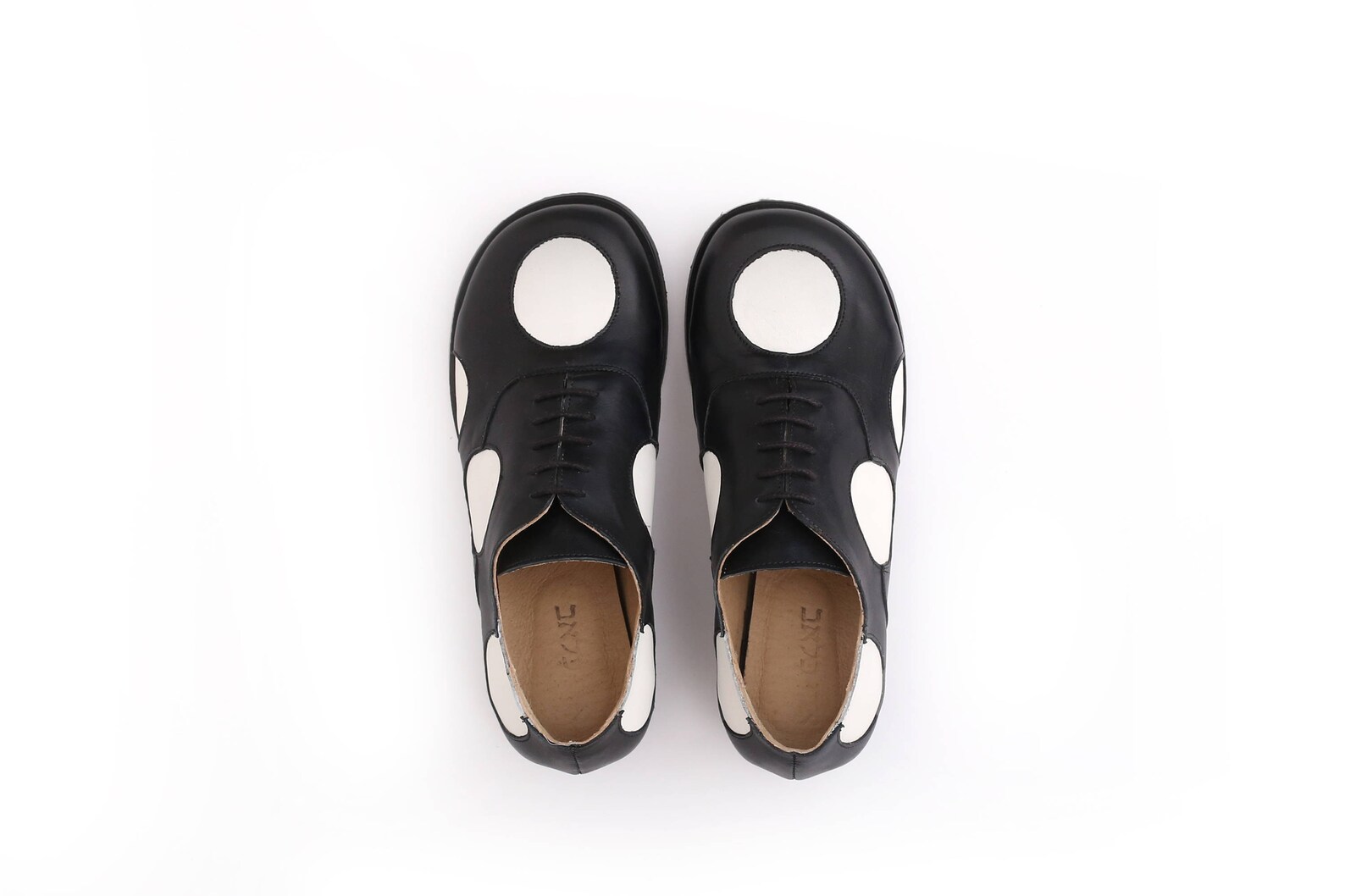Womens Shoes Black and white Leather oxford shoes wide polka Etsy