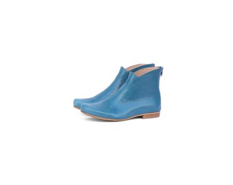 baby blue Leather Ankle Boots – Stylish & Comfortable
