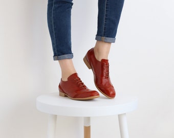 womens oxford shoes , red outdated , free shipping , ADIKILAV