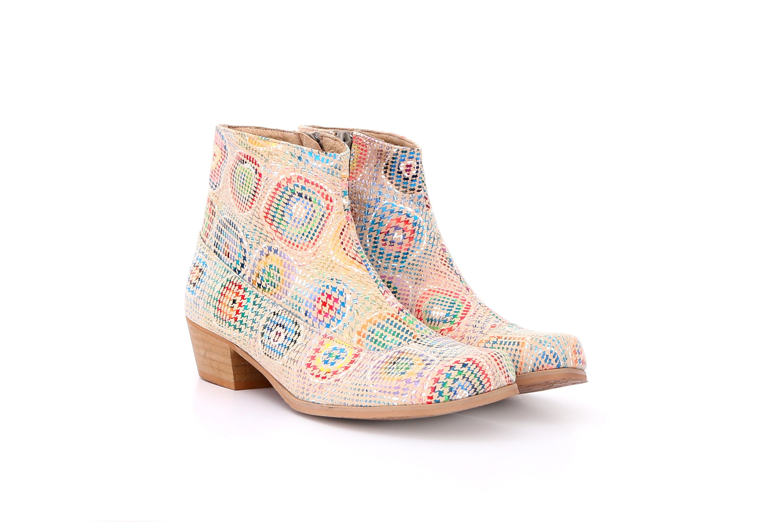 Womens leather boots light colorful Ankle boots handmade Etsy