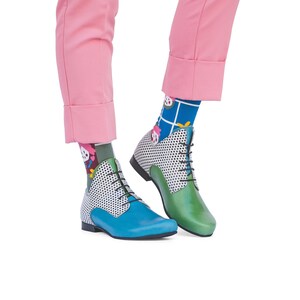 Zapatos de cuero hechos a mano en dos tonos Funky para mujer