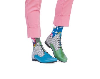 Women's Funky Two-Tone Handmade Leather Shoes