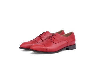 Chaussures à lacets patchwork en cuir bordeaux pour hommes - Élégantes et confortables - ADIKILAV