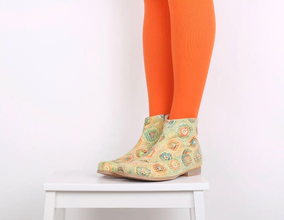 yellow flat boots