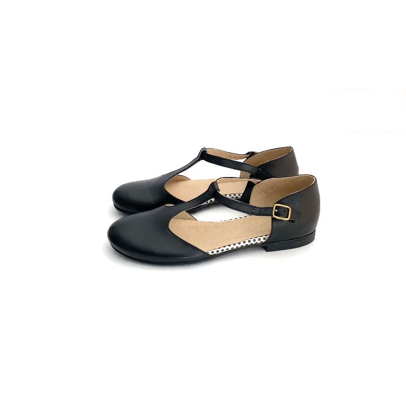 leather t strap mary janes