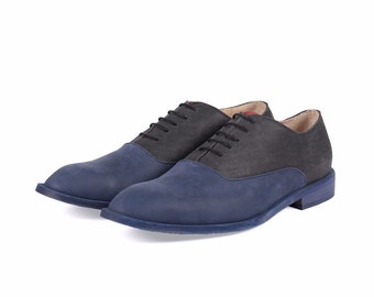 Mens Oxford shoes black and blue leather ADIKILAV