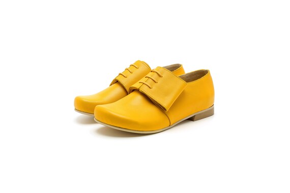 yellow leather flats womens