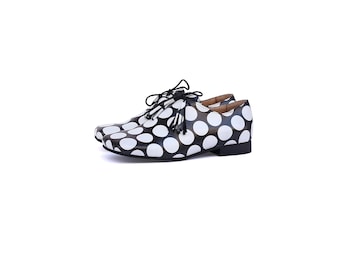 Unique Handmade Black and White Polka Dot Women's Shoes  Durable and Timeless Design