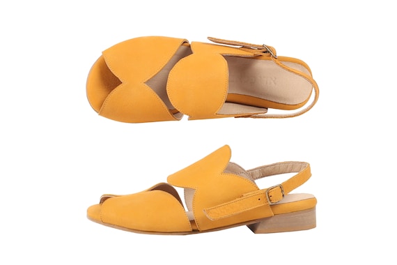 yellow peep toe sandals