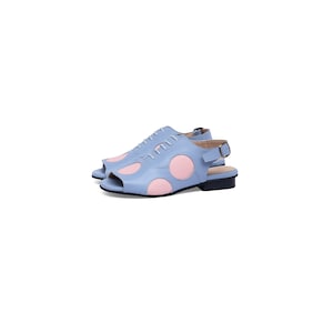 Baby blue and pink dots sandals for women