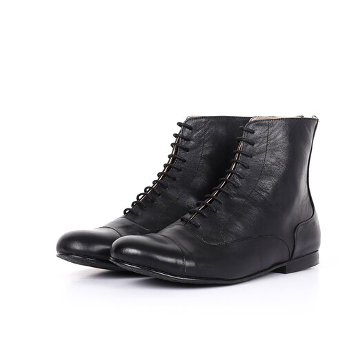 flat black booties womens