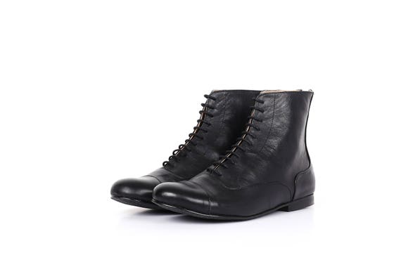 Schwarze Stiefel Schwarze Booties Schuhe Flache Stiefel Etsy