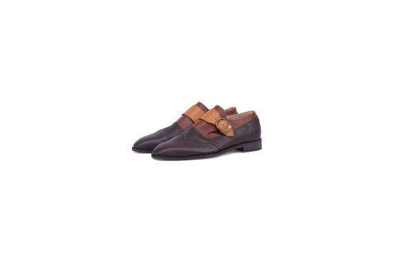 Handmade Brown Monk Strap Shoes for Men – Two-Tone Leather Dress Shoes