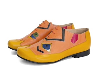 ADIKILAV Colorful Women's Shoes - Picasso-Inspired Wearable Iconic Art - Handmade - Free Shipping