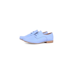 Pastel Blue Handmade Leather Shoes