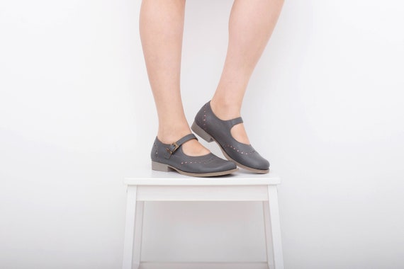 gray mary jane shoes