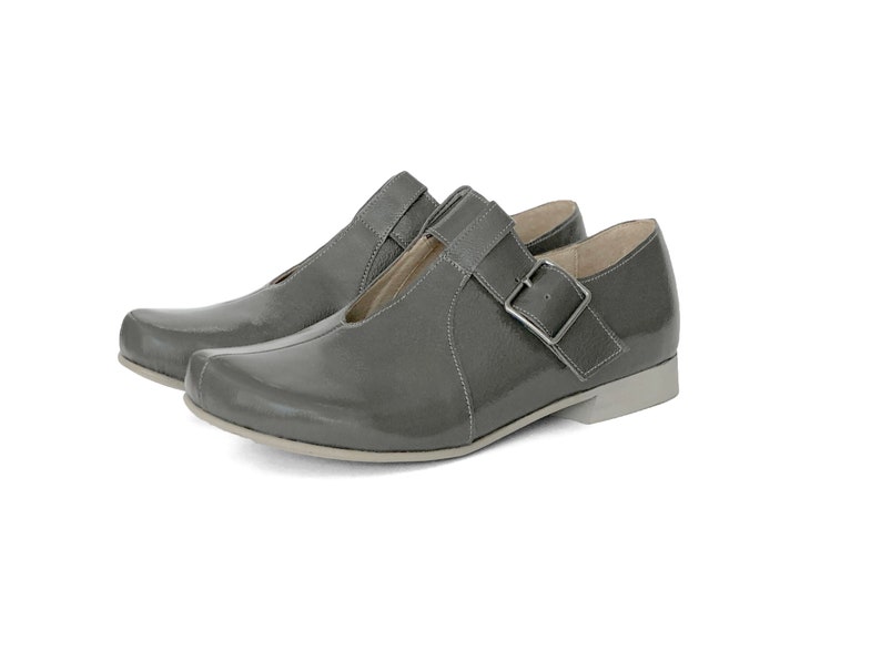 Mary Janes women/'s leather shoes in gray wide ADIKILAV