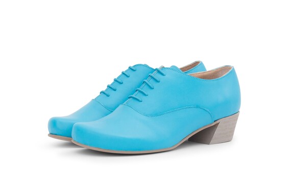 light blue leather shoes