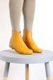 Yellow Leather Booties shoes, flat Boots, mid calf, handmade, womens, adikilav  free shipping 