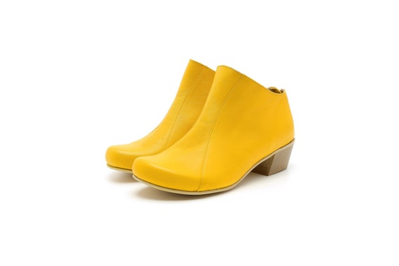 yellow ankle boots womens