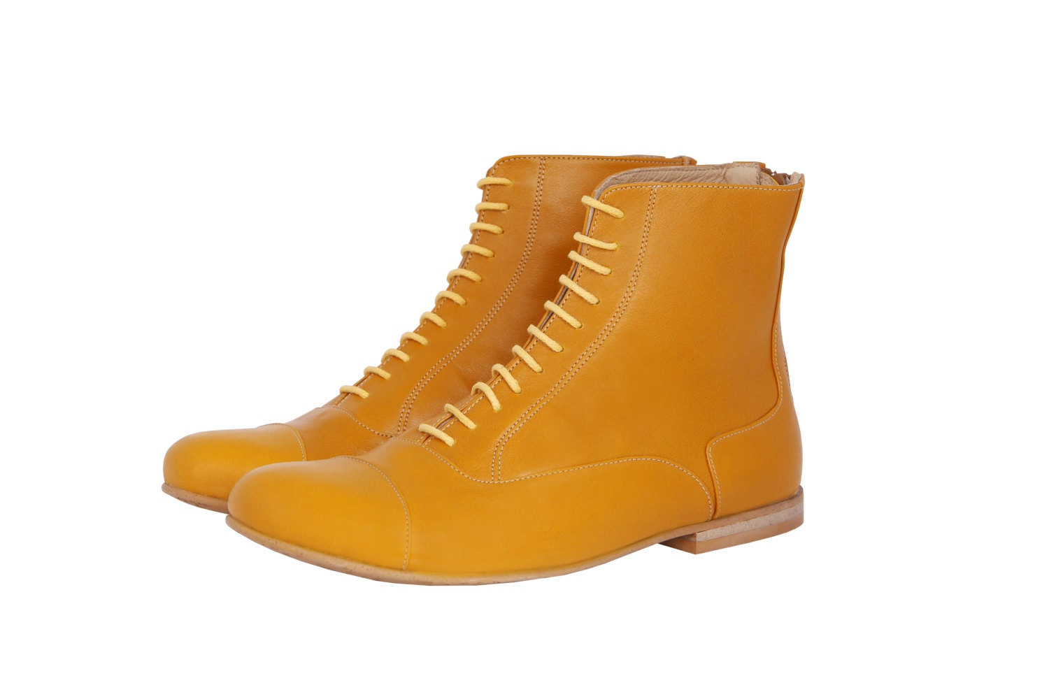 flat leather bootie