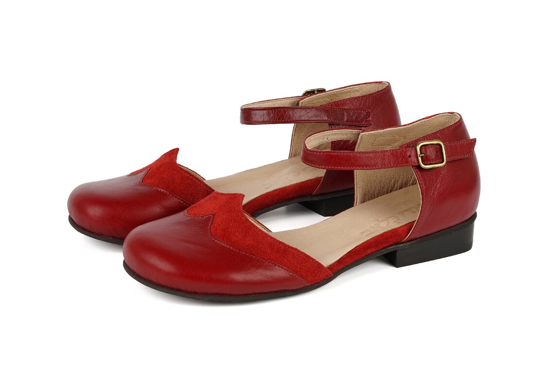 Red Mary Janes shoes ADIKILAV Etsy