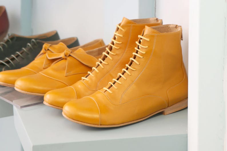 flat leather bootie