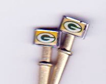 2 cribbage board pegs Green Bay Packers on gold metal pegs sports teams football free velvet pouch