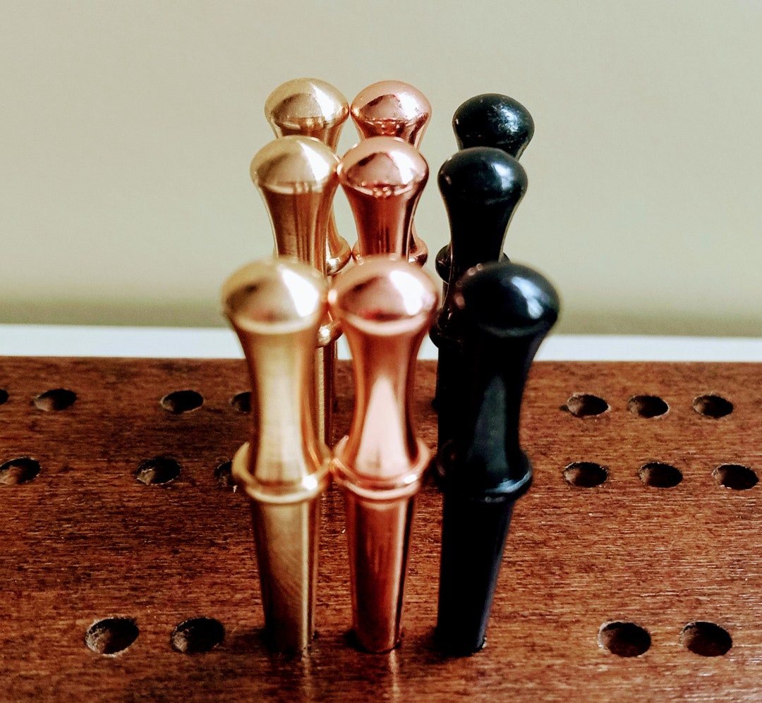 9 Classic Cribbage Board Pegs for 3/32 & 1/8 Holes 3 Gold 3 Copper 3