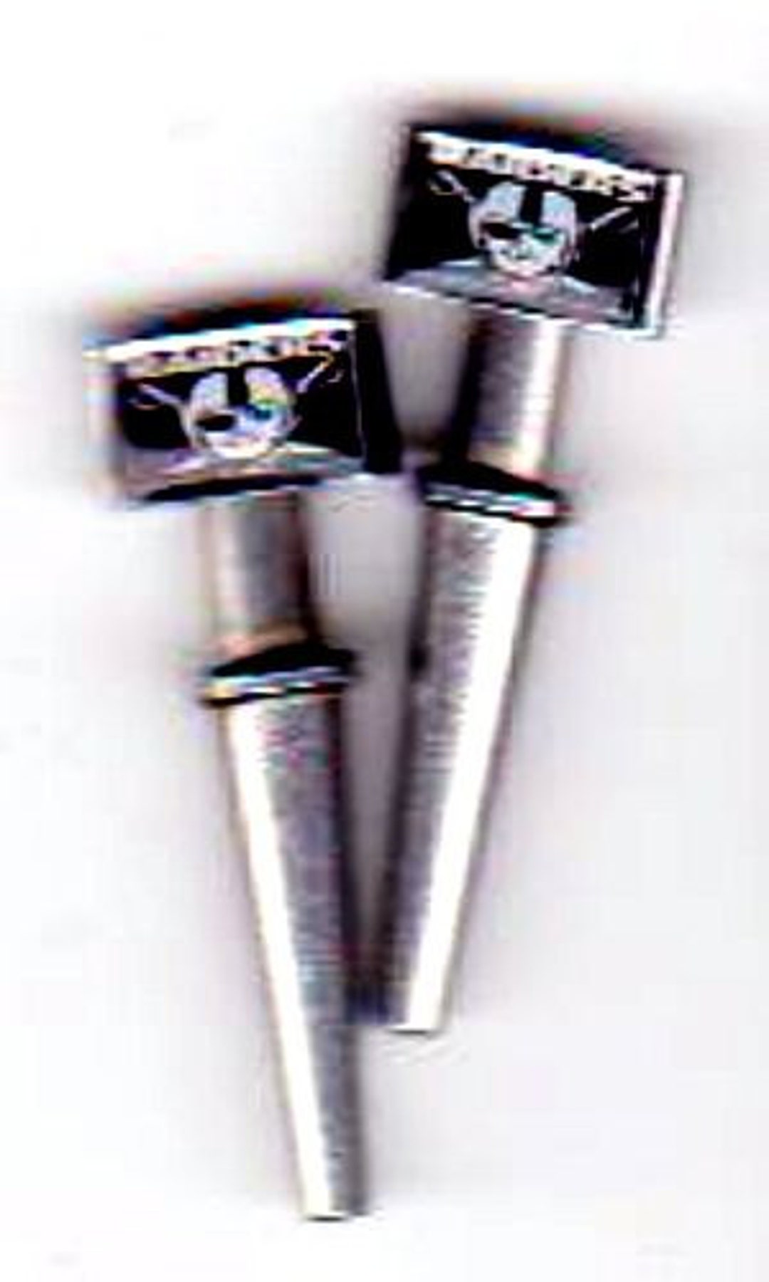 2 Las Vegas Raiders Football Cribbage Board Pegs on Silver Metal Pegs