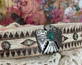 Fred Harvey Era Copper Thunderbird Cuff Bracelet Navajo Arrows