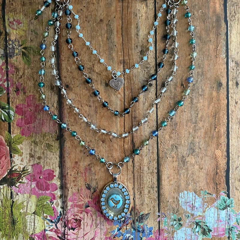Bluebird Embroidered Striped Necklace Top