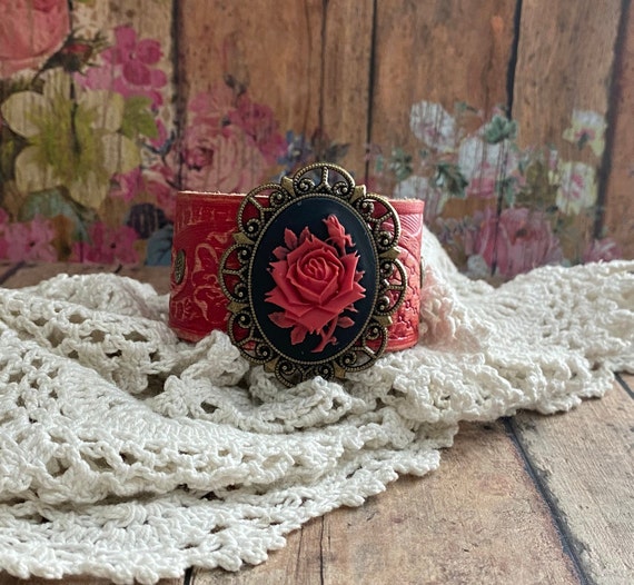 Lace Bracelet Fashion jewelry red rose flower temperament of crystal lace  bracelet with ring one opisthenar jewelry Jewelry - AliExpress