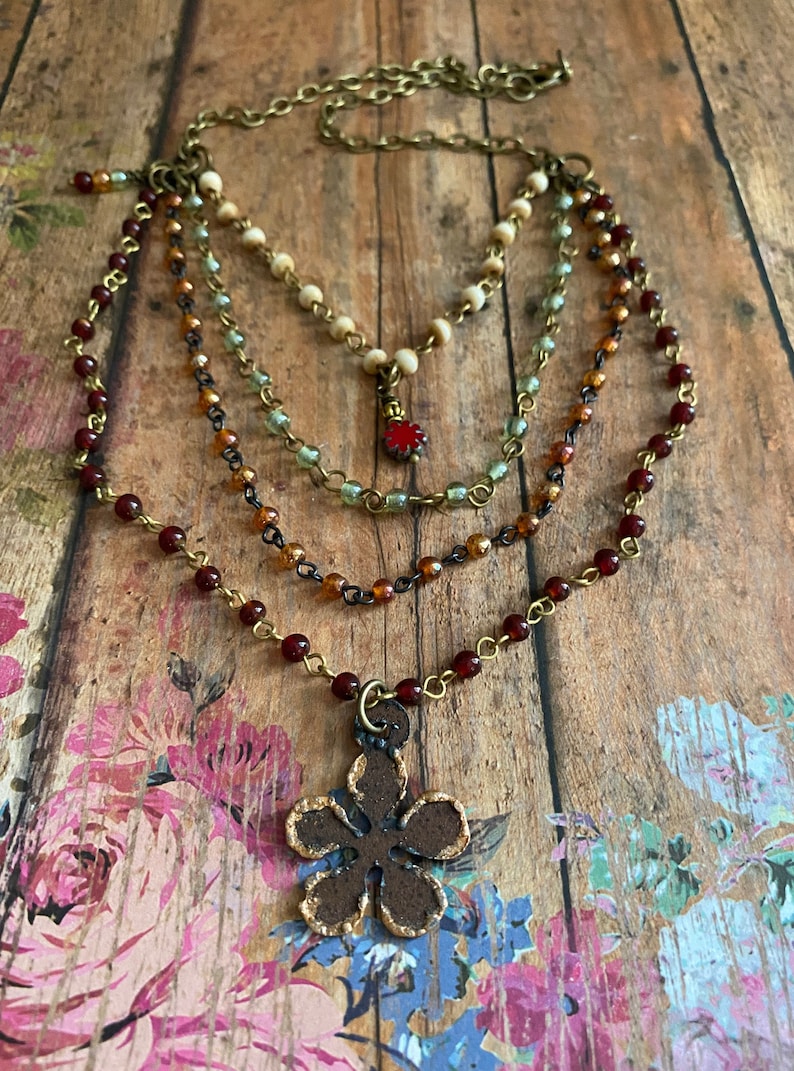Flower Necklace Boho Necklace. Flower Jewelry. Floral Etsy