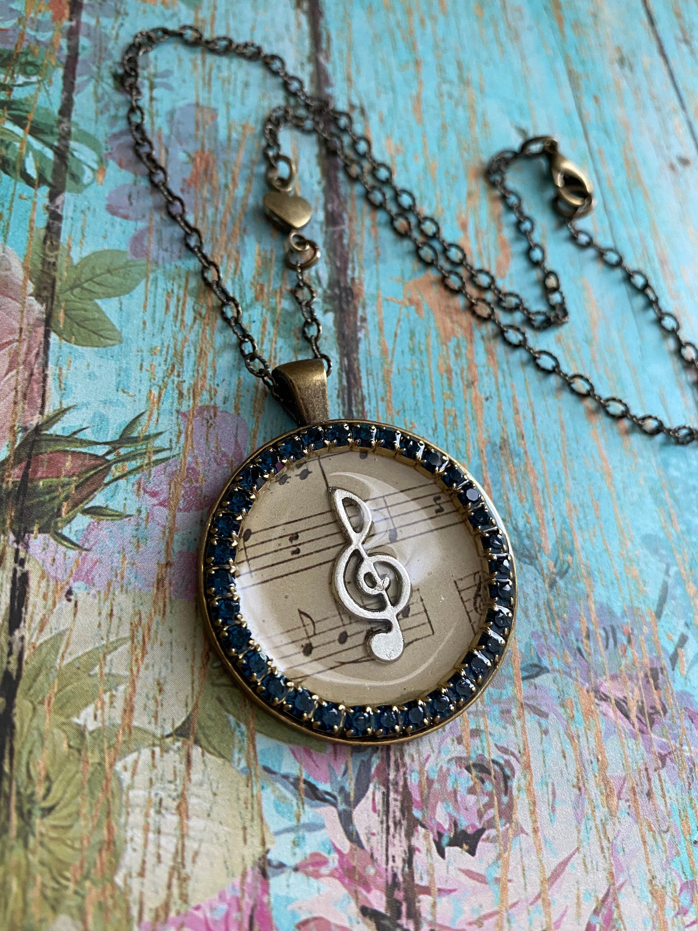 Music Note Short Necklace Music Jewelry. Music Necklace. Etsy