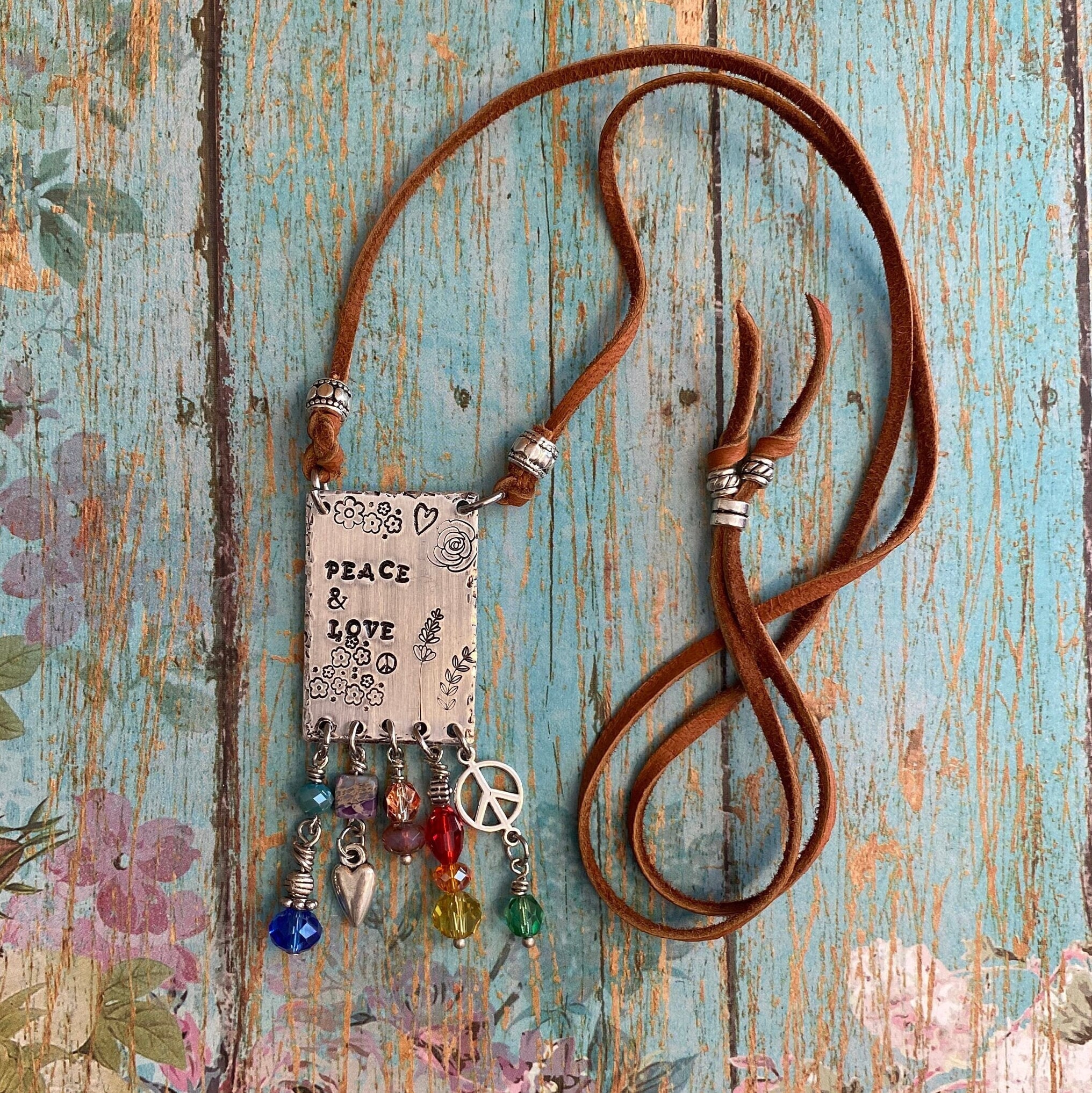 ●VVV● SET Hippie Heart Bead Chain Drop Necklace 24FWNK113B SET] Hippie Heart Beads Chain Drop Necklace - VVV | 60