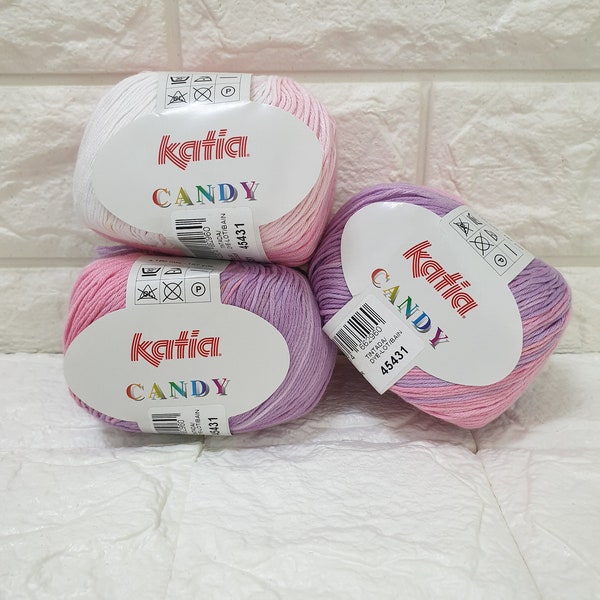 Katia Candy 100% Cotton Yarn,50G ( 180m - 197 yds),Needles Size: USA 2-3