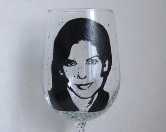 Hand Painted Wine Glass - SANDRA BULLOCK, Actress, Producer