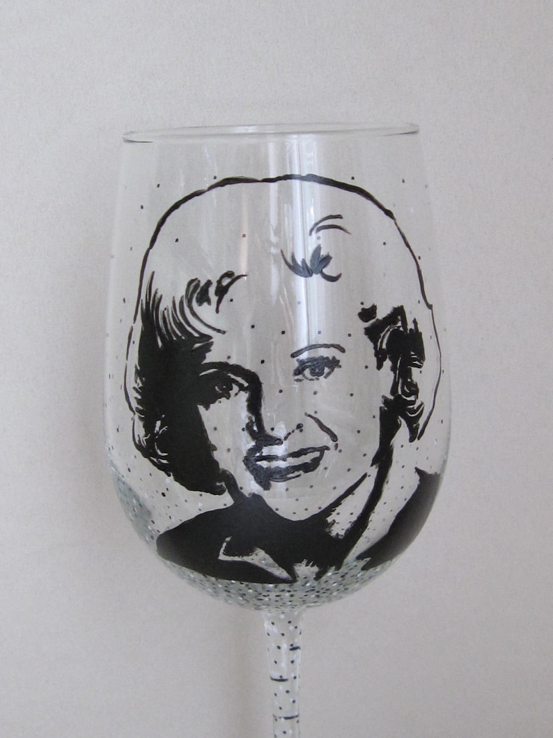 Hand Painted Wine Glass ROSE NYLUND Betty White the Golden Etsy