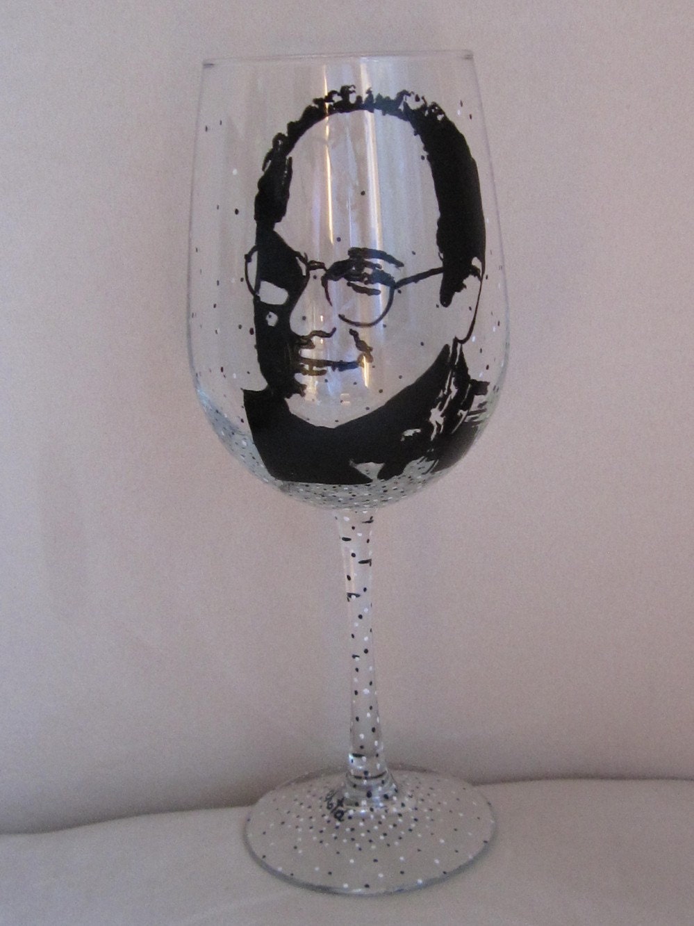 ELAINE The Seinfeld TV Show Hand Painted Libbey Clear Wine Glass 