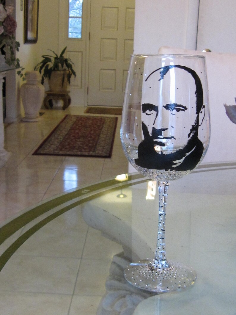 Hand Painted Wine Glass PHIL COLLINS Singer Songwriter Etsy